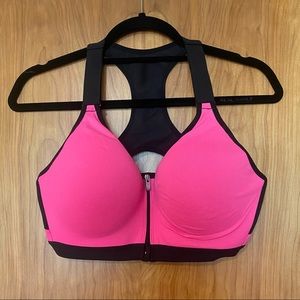 VSX Black and Pink Racerback Lined Sports Bra (36D)